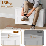 [White] Toy Storage Box – Shaker Style Blanket Storage Chest With Lid supports 136kg load, shown used as a bench with 15mm thick panel for durability.