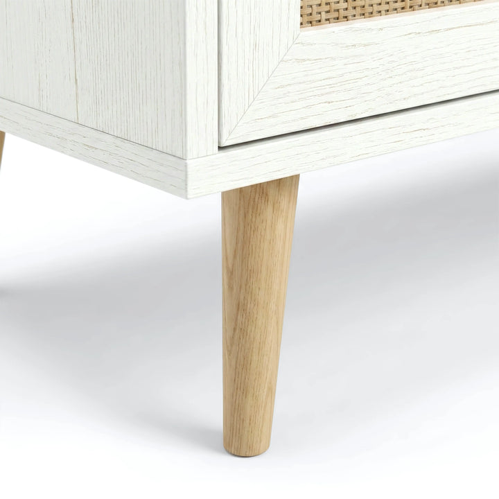 [White] Strong and durable natural wood legs provide stable support while adding a clean modern look to the furniture.