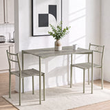 [Wooden Grey] Bright kitchen lifestyle view with the two-chair table set, a mug and a ceramic vase on the tabletop
