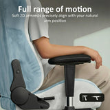 [Blue] Xstriker Velvet Gaming Chair with Footrest features soft 2D adjustable armrests for ergonomic arm alignment and full range of motion support.