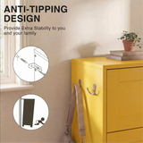 [Yellow] Shaker Shoe Cabinet anti-tipping wall anchor detail with side hooks and plant on top in a bright hallway setting